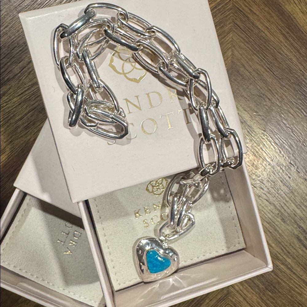 Kendra Scott Angie Heart Sterling Silver Locket Statement Necklace